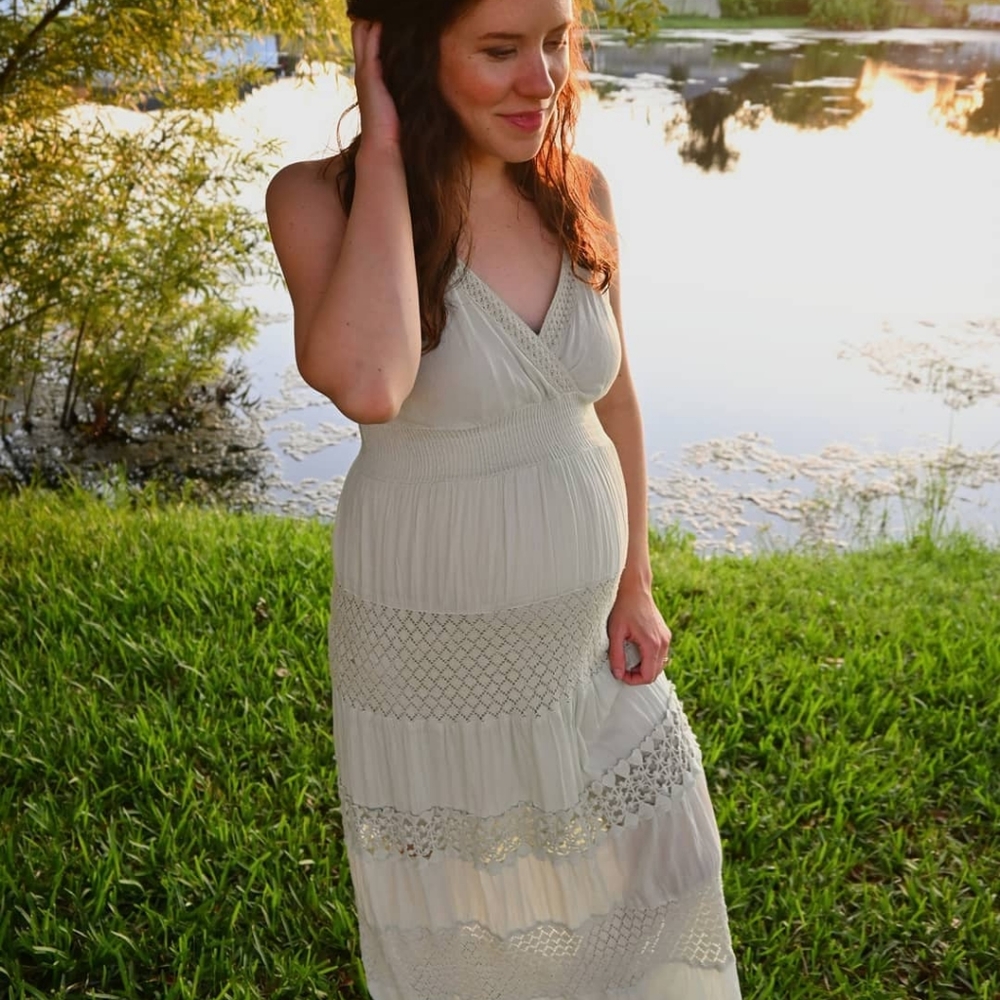 Dress maternity 100 percent cotton light mintgreen